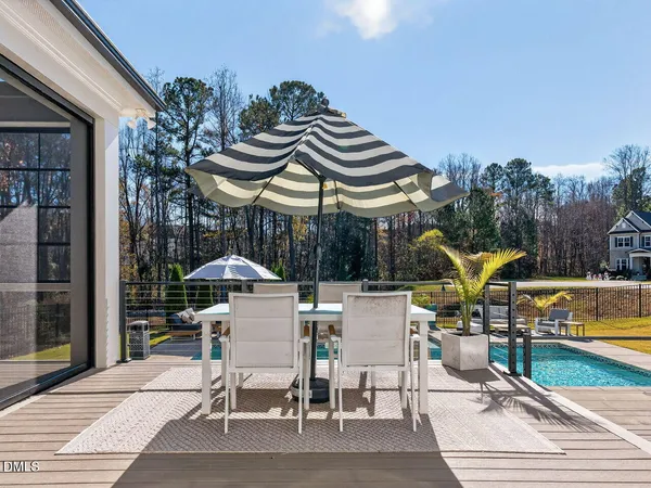 a view of swimming pool and lake view in back