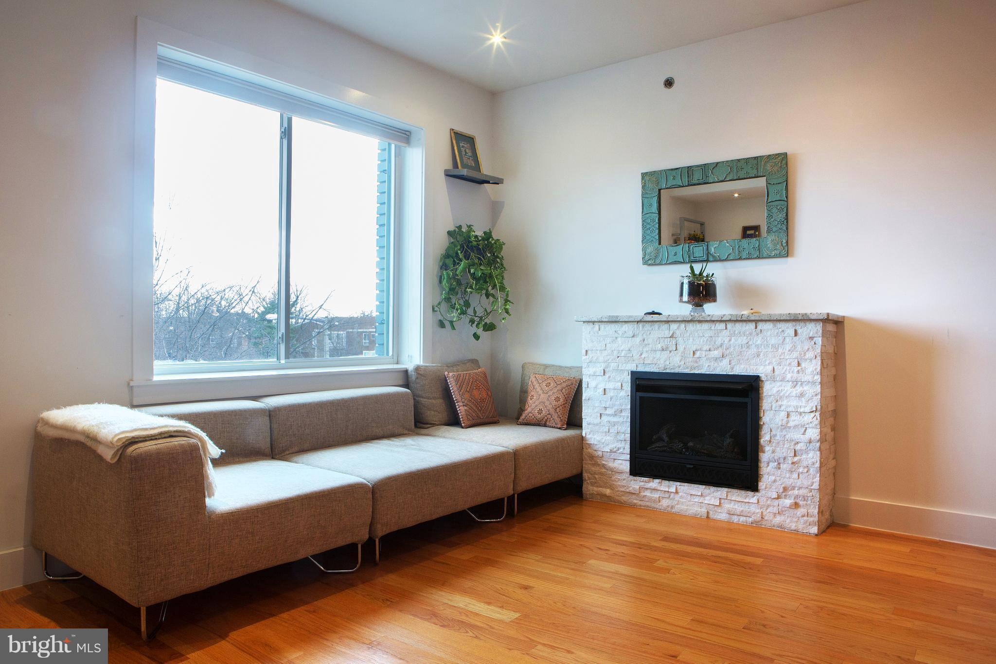 1700 2nd Street Northwest, Unit 9 Washington, DC 20001 - Photo 11 of 26 a living room with furniture and a fireplace
