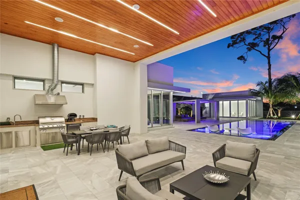 a view of a park with a slide