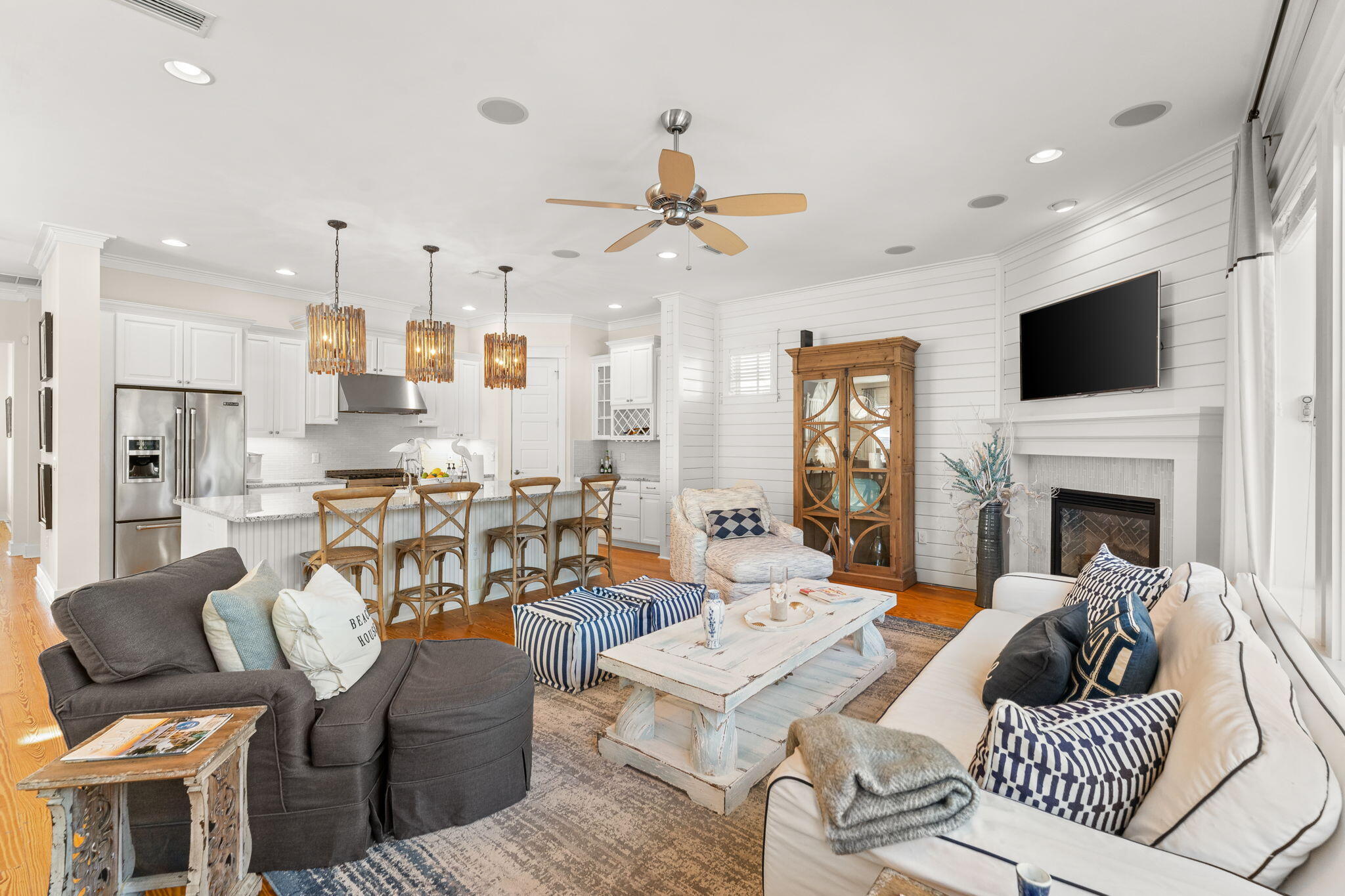 384 East Royal Fern Way Santa Rosa Beach, FL 32459 - Photo 25 of 63 a living room with fireplace furniture and a flat screen tv