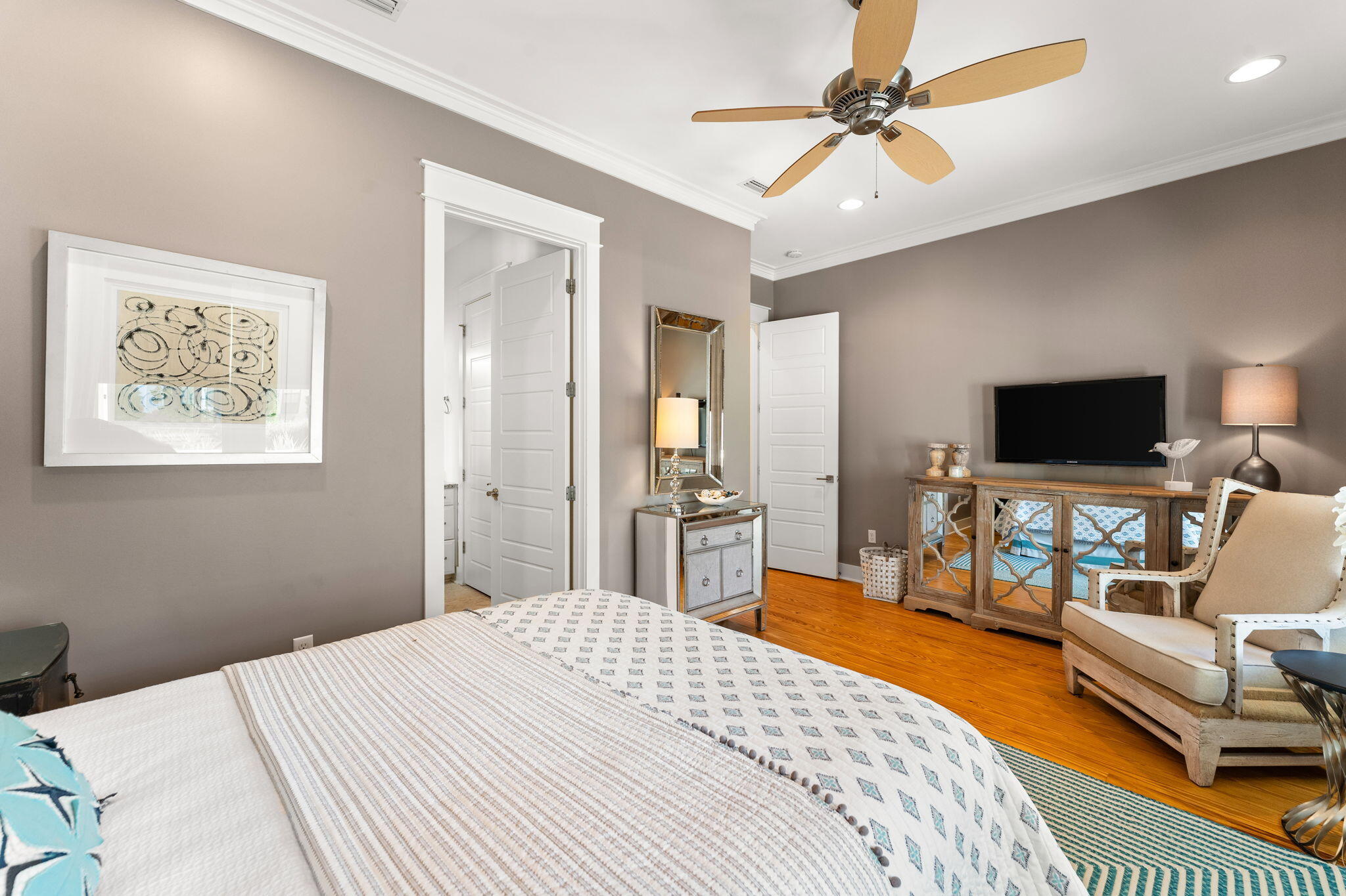 384 East Royal Fern Way Santa Rosa Beach, FL 32459 - Photo 28 of 63 a bedroom with a bed and a flat screen tv