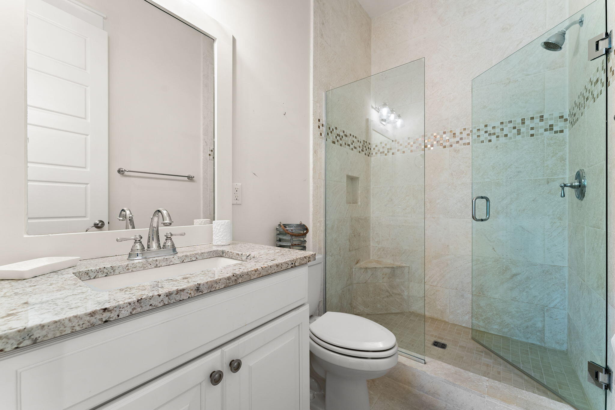384 East Royal Fern Way Santa Rosa Beach, FL 32459 - Photo 43 of 63 a bathroom with a granite countertop sink a toilet and shower