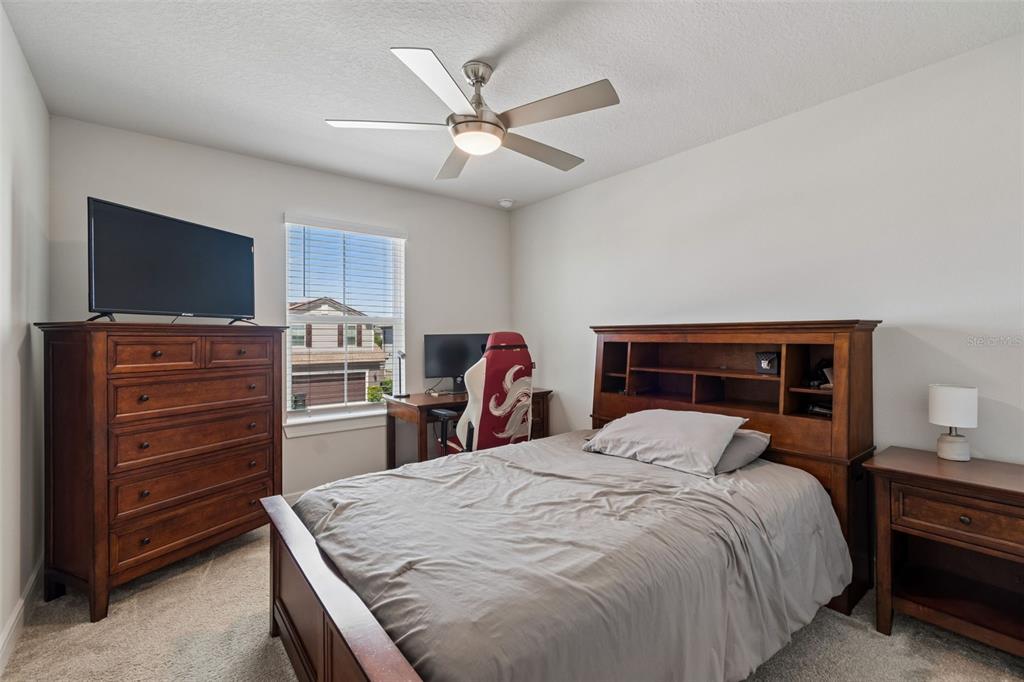 6608 Ryestone Way Wesley Chapel, FL 33545 - Photo 32 of 66 a bedroom with a bed and a flat screen tv