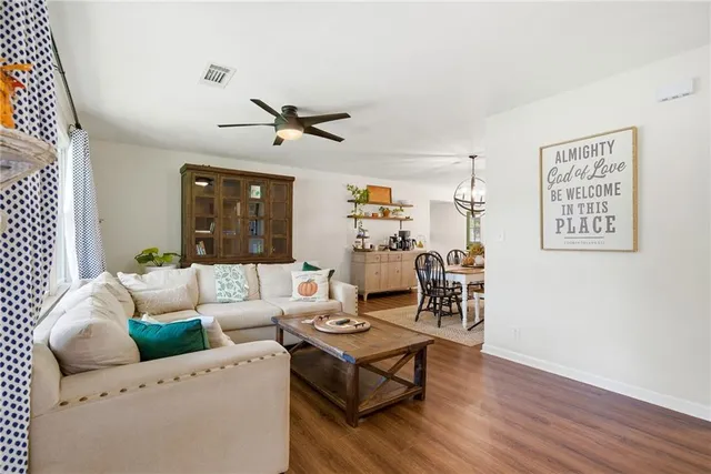 a living room with furniture