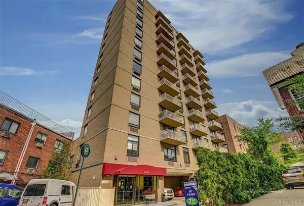 a front view of a building