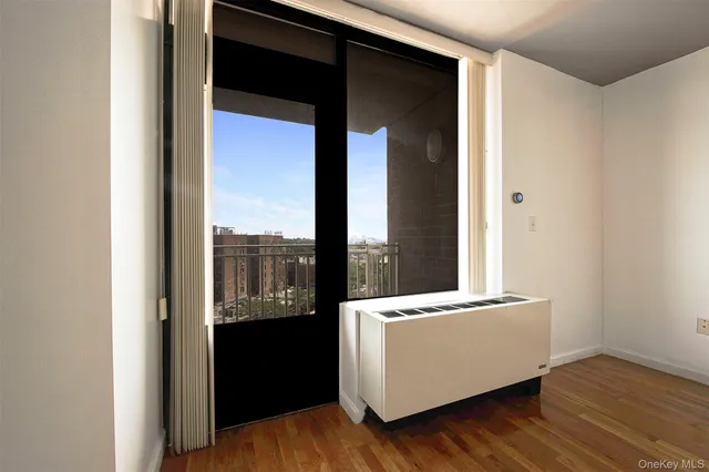 a view of a balcony with city view