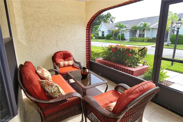 a view of a chairs in a balcony