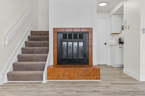 a view of entryway with wooden floor
