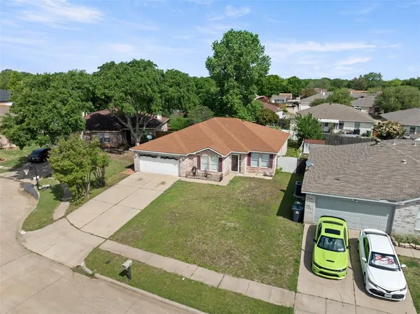 an aerial view of a house