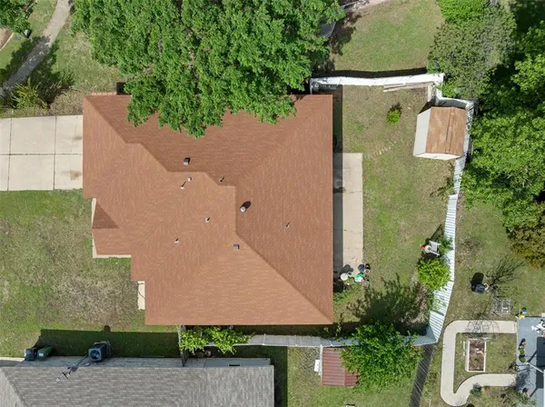 an aerial view of a house