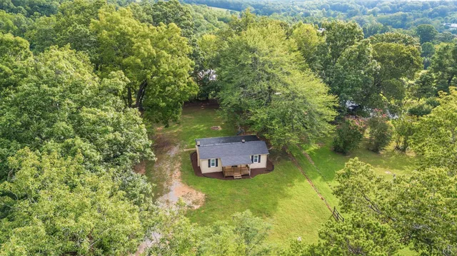 a view of a lake with a city