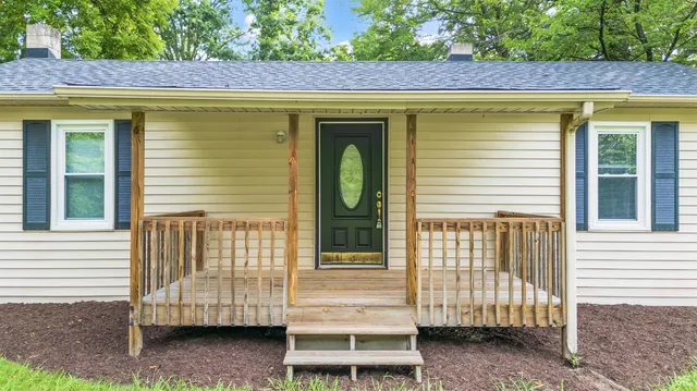 a view of a house with a small window
