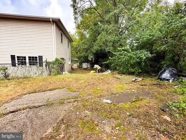 a view of a backyard with a tree