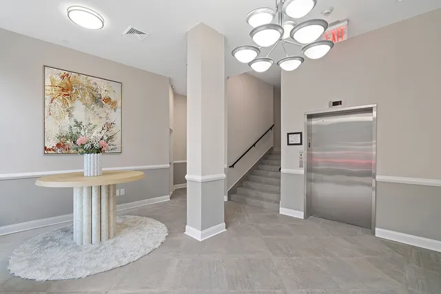 a view of entryway and chandelier