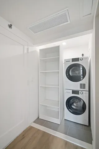 a view of a washer and dryer in a room