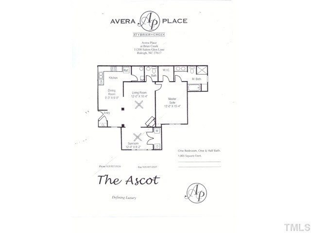 2501 Huntscroft Lane, Unit 101 Raleigh, NC 27617 - Photo 12 of 12 1st Floor Plan