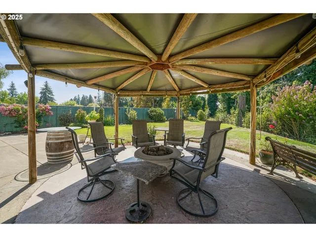 a view of outdoor space with seating area