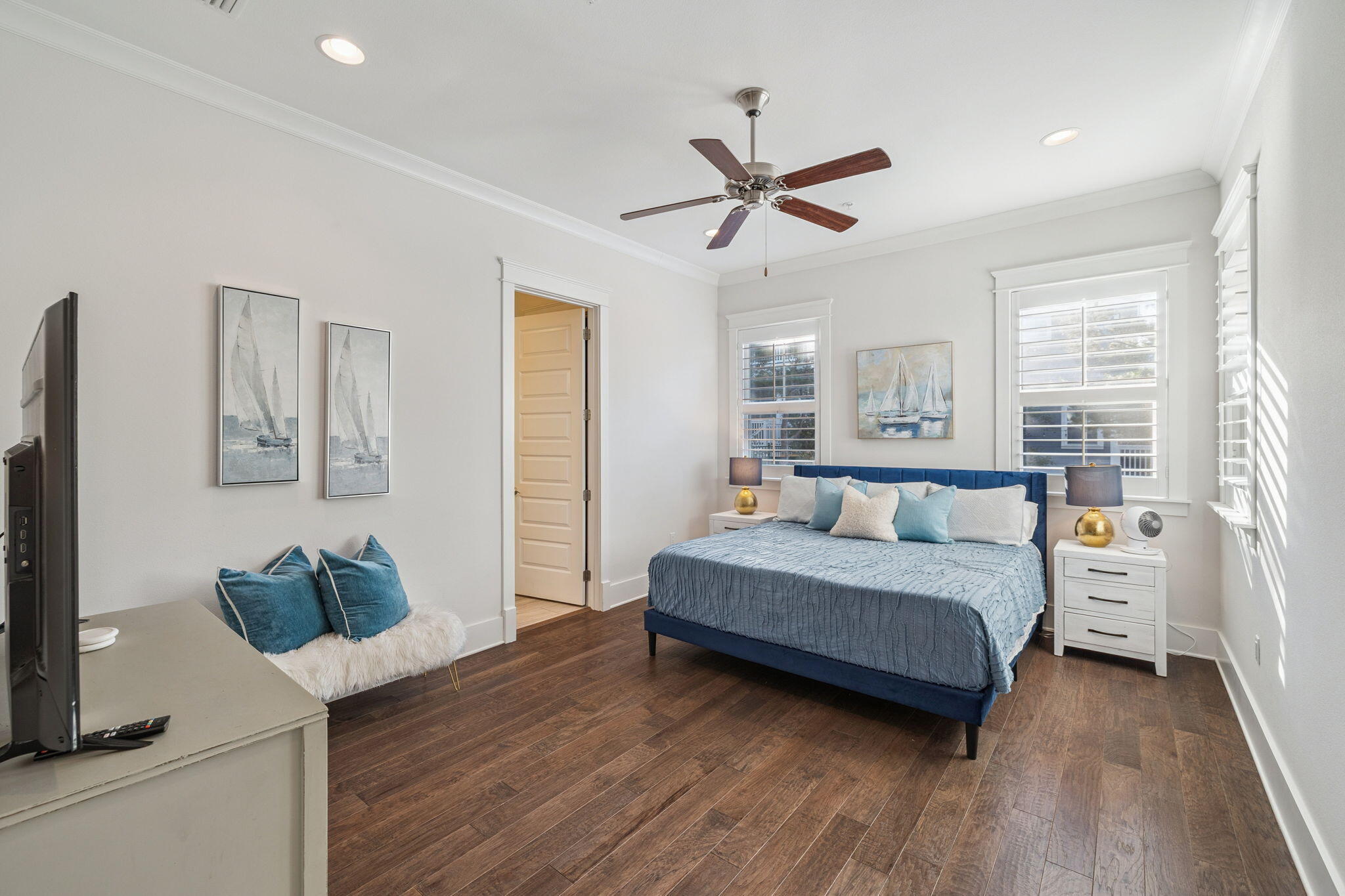 108 Gulfview Way Santa Rosa Beach, FL 32459 - Photo 24 of 51 a bedroom with a bed and a flat screen tv