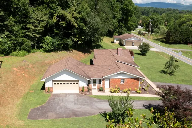 an aerial view of a house