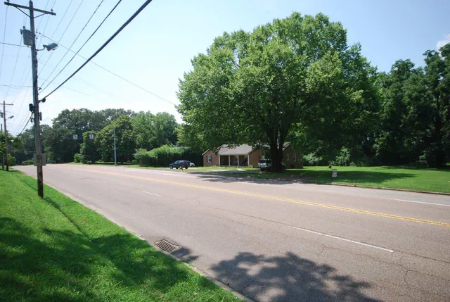 a front view of a house with a yard and trees