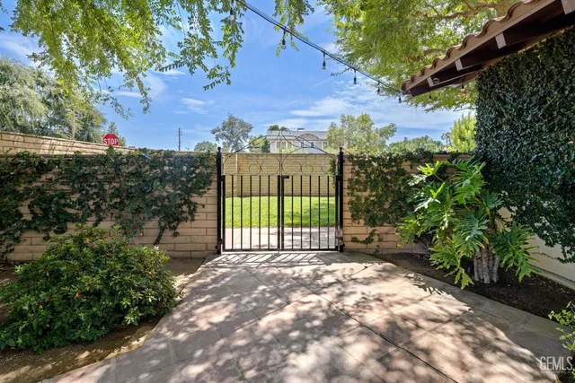 a view of a backyard with a large tree