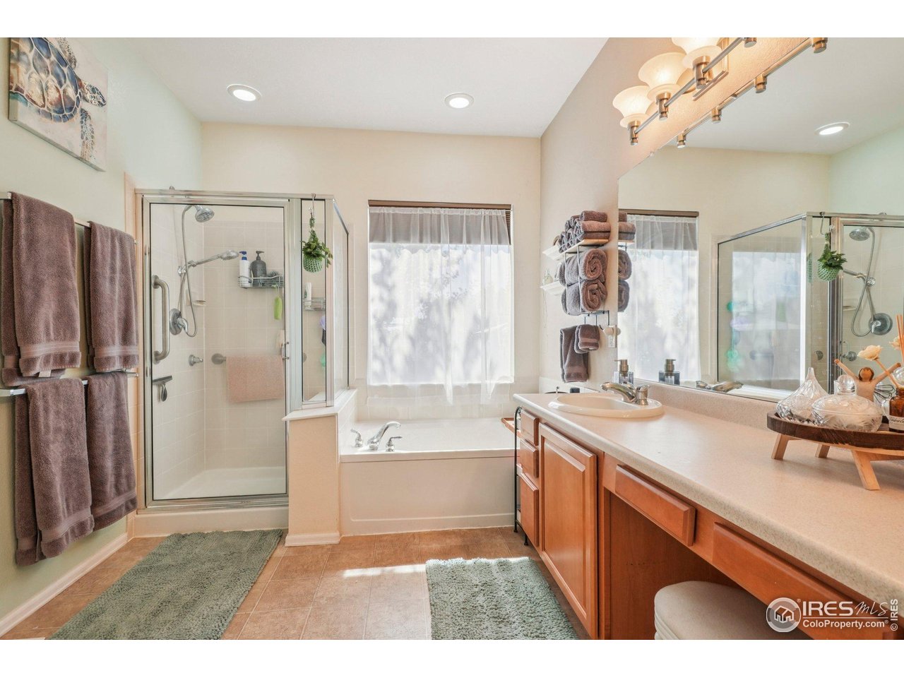 256 Homestead Way Brighton, CO 80601 - Photo 19 of 42 a spacious bathroom with a tub sink shower and mirror