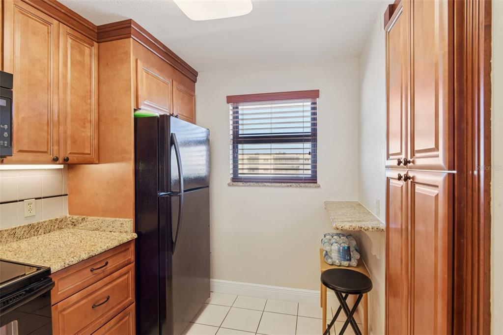 18304 Gulf Boulevard, Unit 607 Redington Shores, FL 33708 - Photo 11 of 30 a kitchen with refrigerator and window