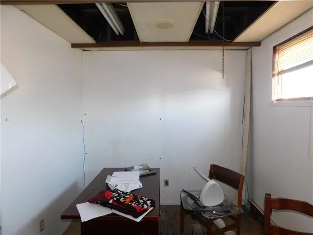 a room with a workspace