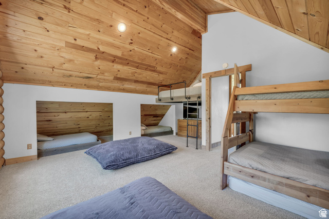 2348 North Miles Holw Road, Unit 26 Kamas, UT 84036 - Photo 11 of 31 Bedroom with wood ceiling, carpet, and recessed lighting