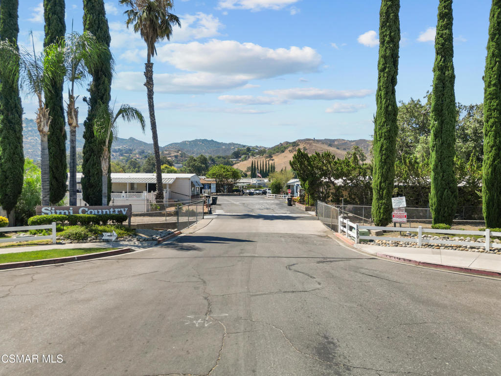 1550 Rory Lane, Unit 239 Simi Valley, CA 93063 - Photo 37 of 37 a row of palm trees and swimming pool in the backyard of a house
