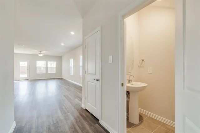 a view of entryway with wooden floor