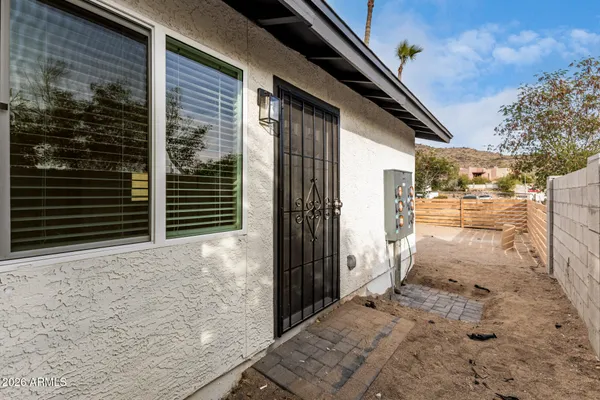 a view of a house with a door