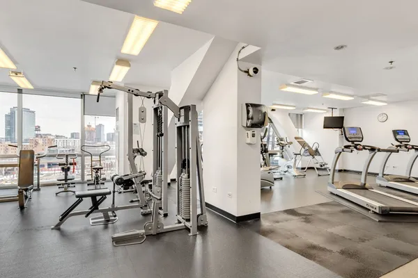 a view of a room with gym equipment