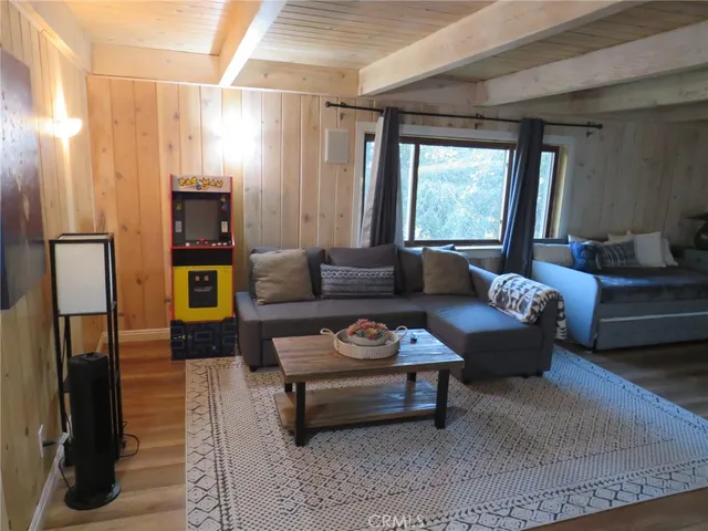 a view of a yard with plants and trees