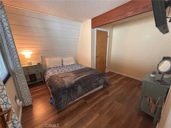 a view of a yard with plants and trees