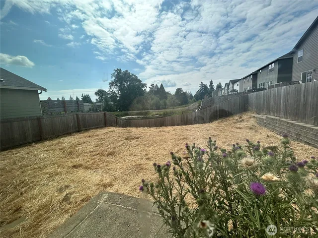 a view of a backyard of the house