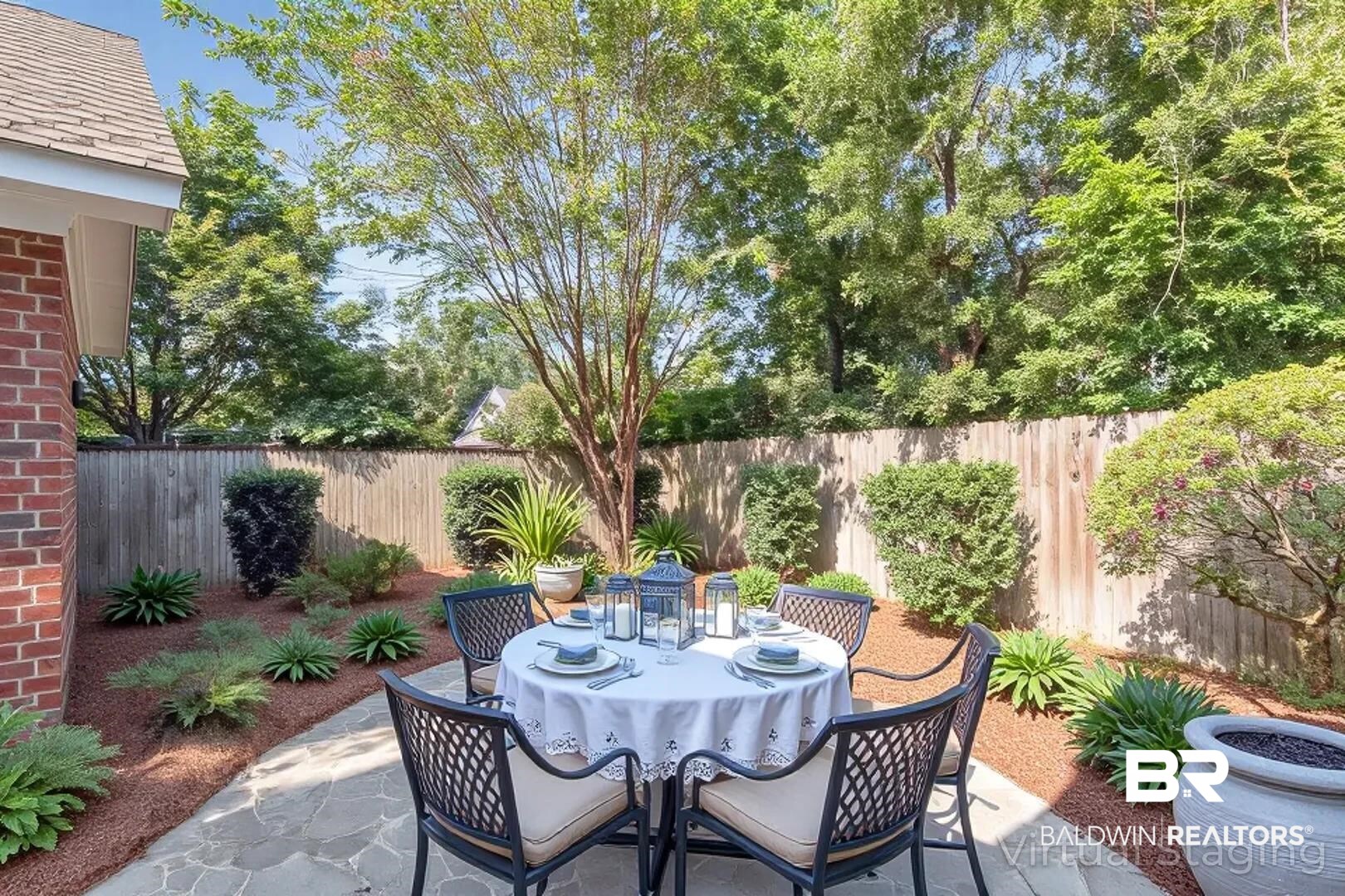 105 McHugh Lane Mobile, AL 36608 - Photo 6 of 30 VIRTUALLY STAGED: Fenced backyard featuring outdoor dining area and a patio area