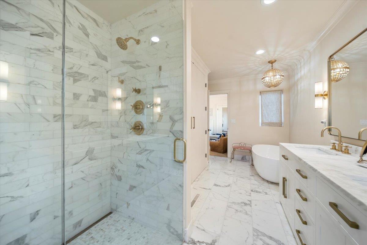 38280 Arroyo Seco Road Soledad, CA 93960 - Photo 27 of 41 a bathroom with a double vanity sink mirror and shower