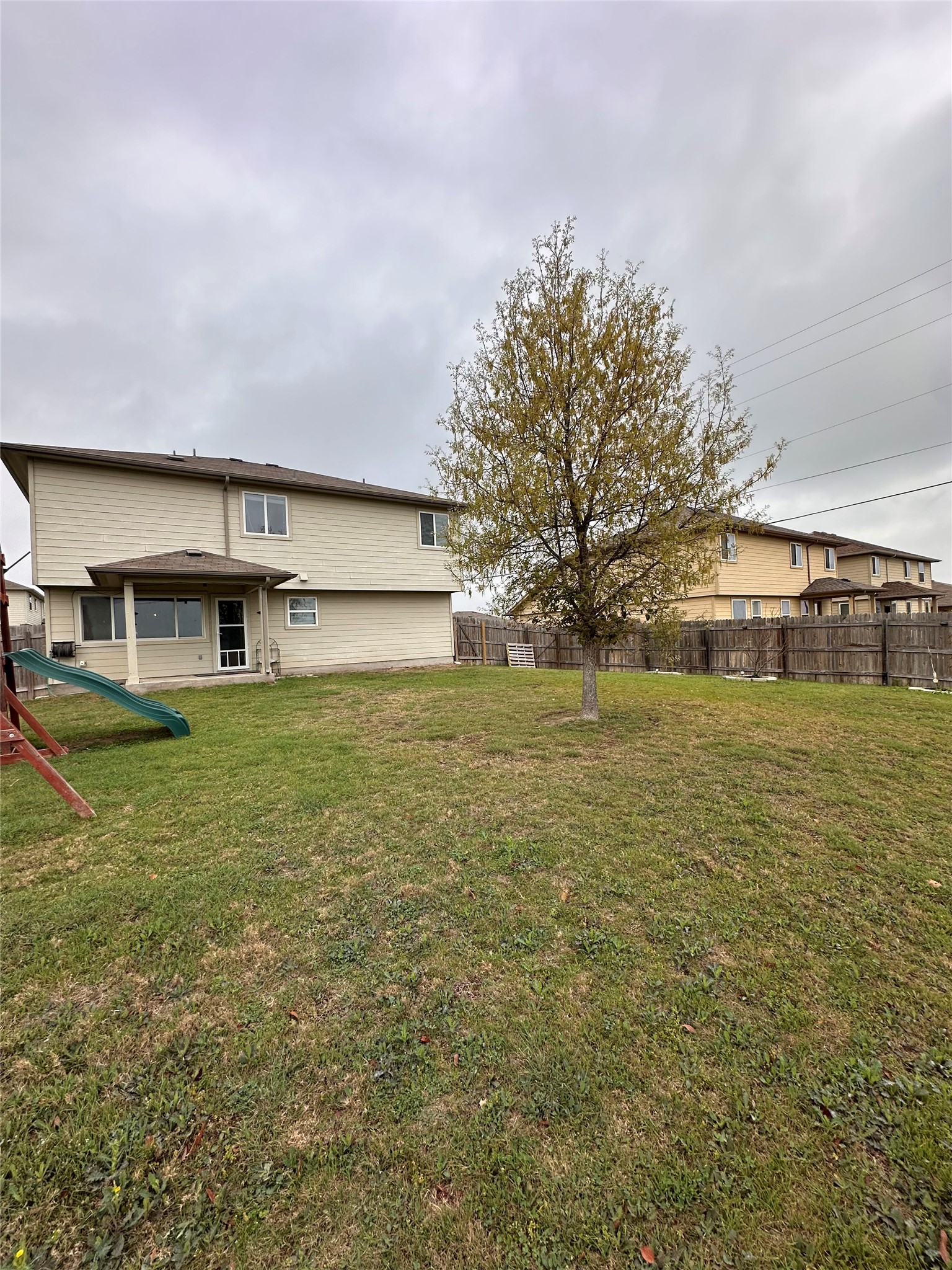 207 Liard River Road Hutto, TX 78634 - Photo 24 of 25 Back of house with a playground and a fenced backyard