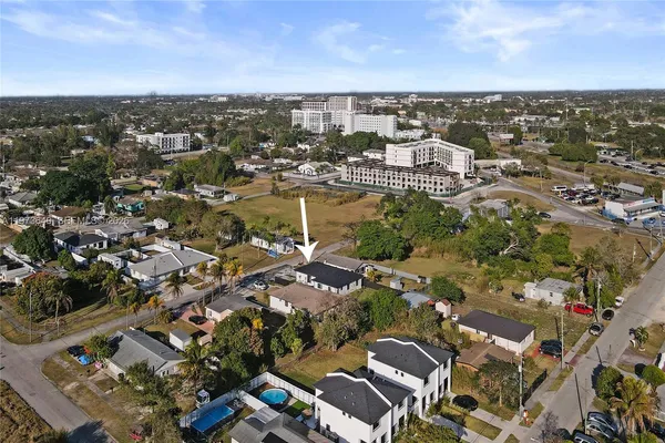 a childrens park with lots of swings and slides