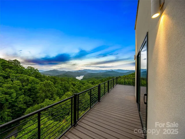 a view of a balcony with hardwood floor