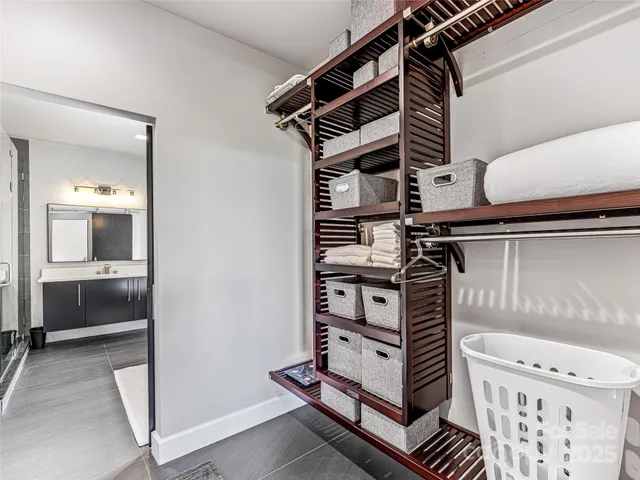 a bathroom with a bathtub