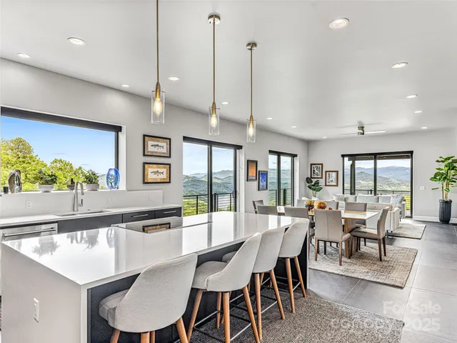 a view of a dining room and livingroom view