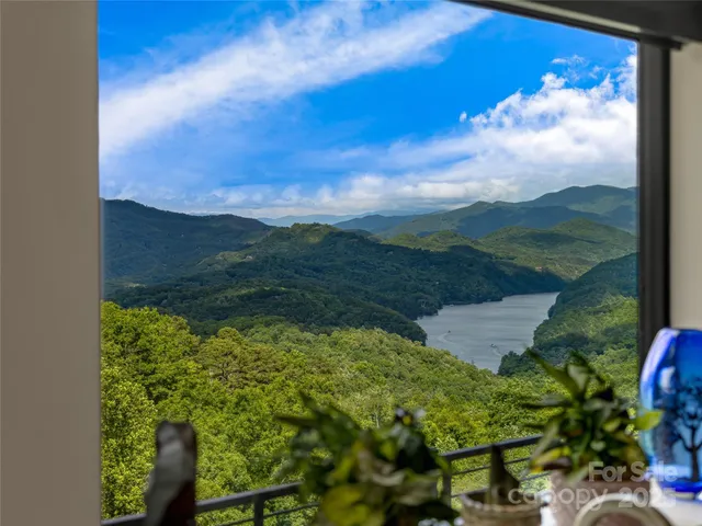 a view of a lake with a mountain