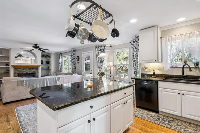 a kitchen with a counter space cabinets and stainless steel appliances