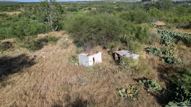 a view of a field with trees in the background