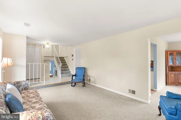 a view of a livingroom with a chandelier