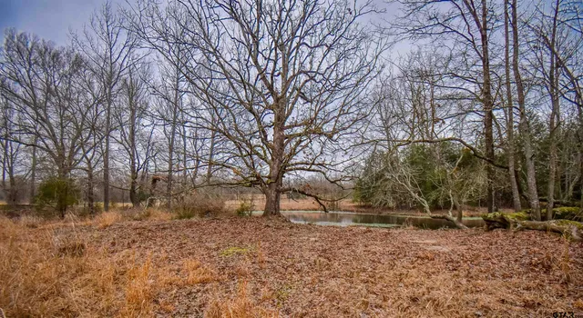 a view of a lake with houses in the back