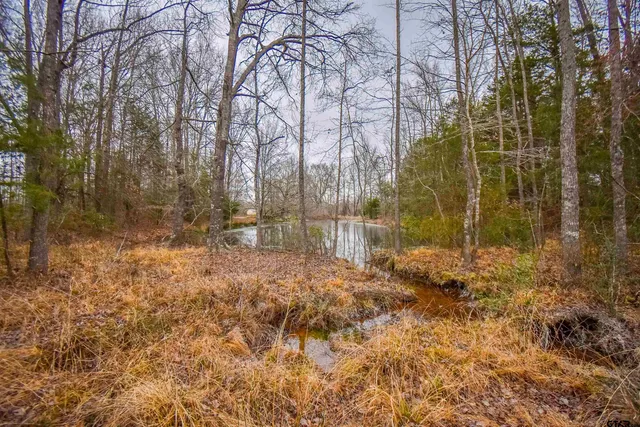 a view of lake with a yard