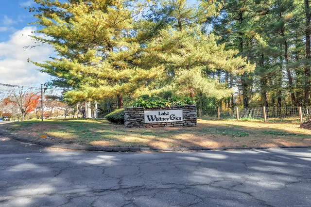 a view of a big yard with large trees
